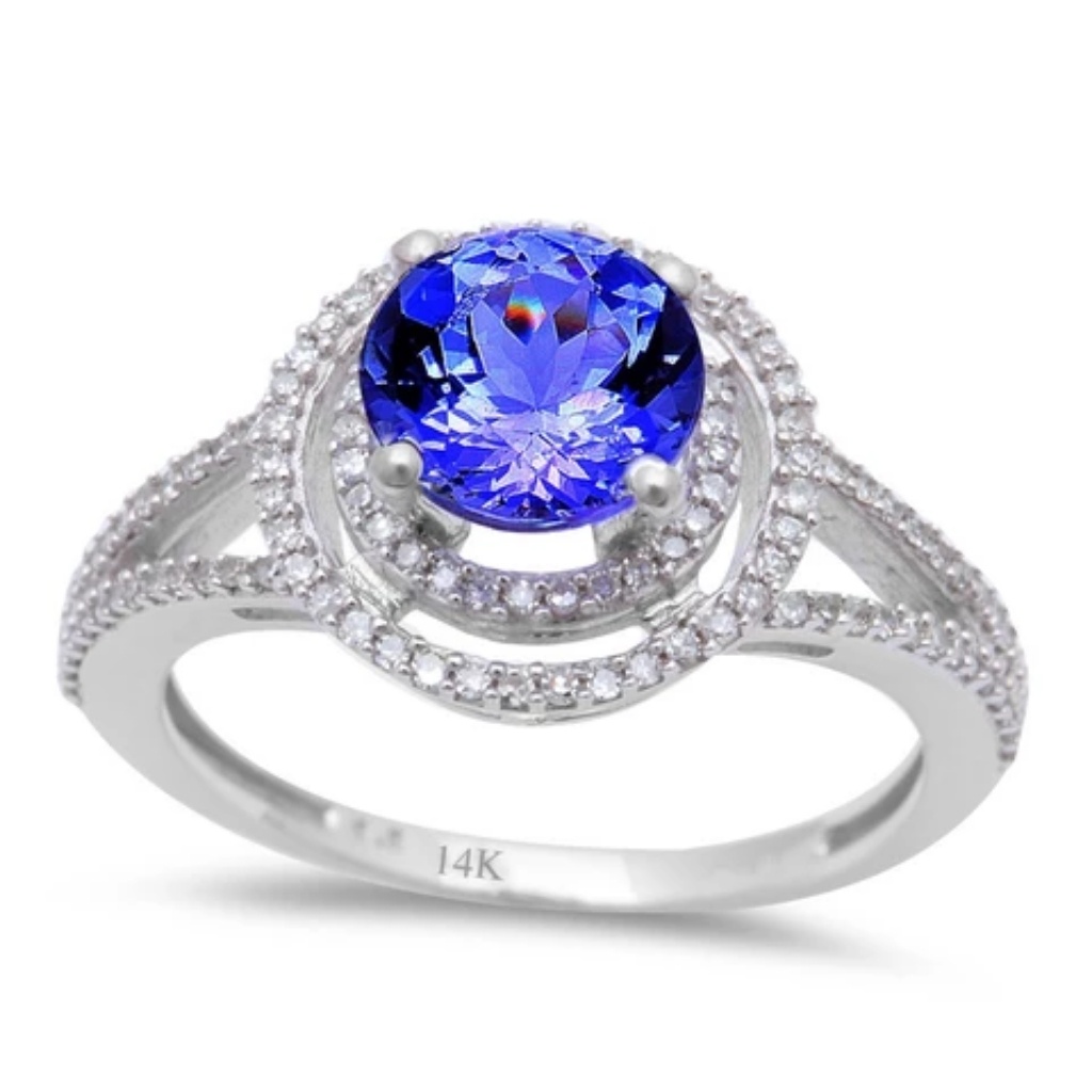 White Gold Tanzanite And Diamond Engagement Ring 999$